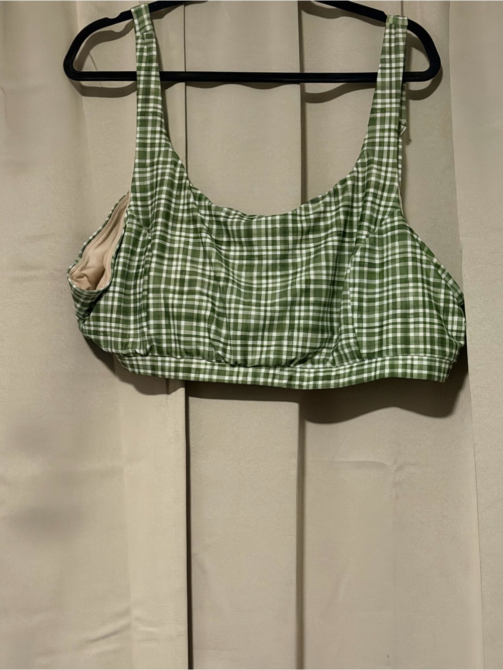 Lime Ricki Green and White Plaid Bikini Top